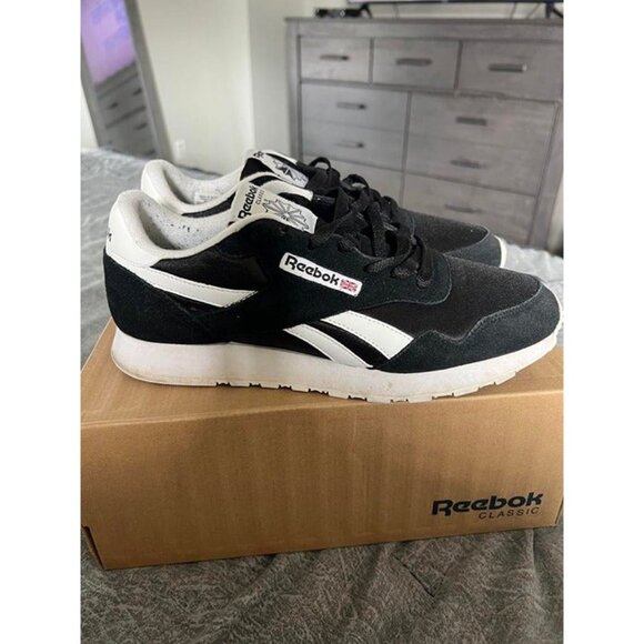 REEBOK Classic Nylon Men's Shoes Black/White - Picture 4 of 8